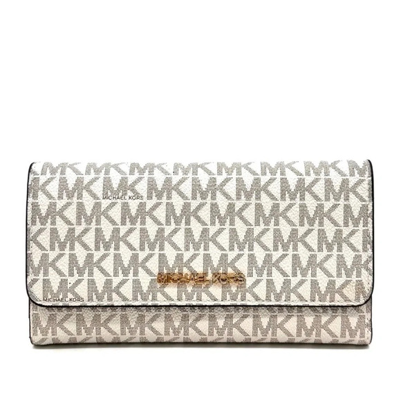 Michael Kors Large trifold Wallet Vanilla/Brown - Picture 2 of 7